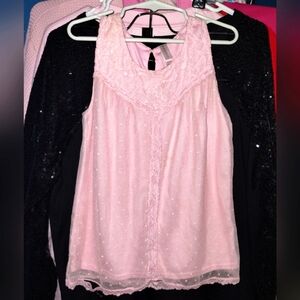 Micro Dot & Lace Tank Top for Girls